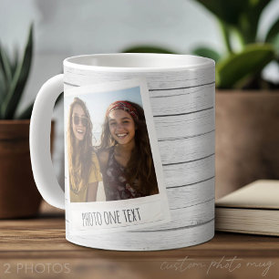Taza De Café Marcos Rusticos de 2 Fotos - Impresión de Madera S