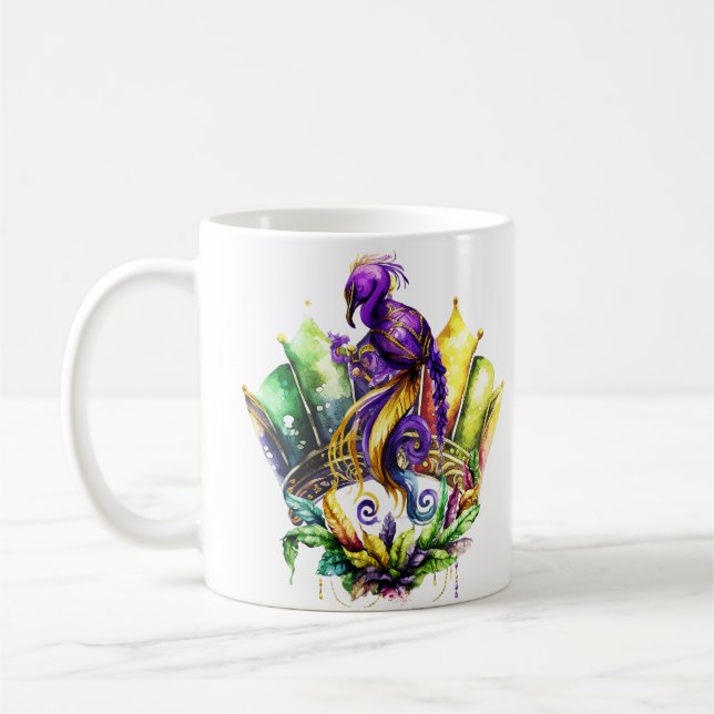 Taza De Café Mardi Gras - Aves Y Corona (Izquierda)