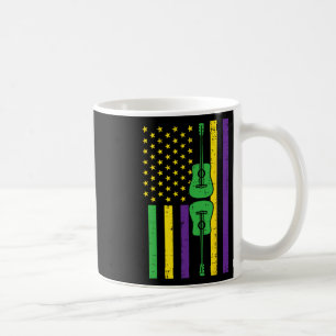 Taza De Café Mardi Gras Bandera Estadounidense Guitar Vintage M