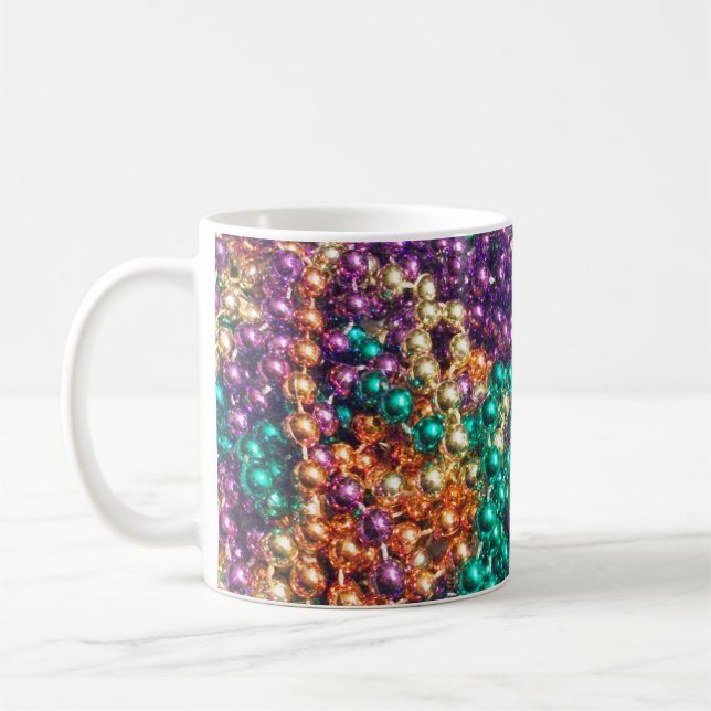 Taza De Café Mardi Gras Beads (Izquierda)