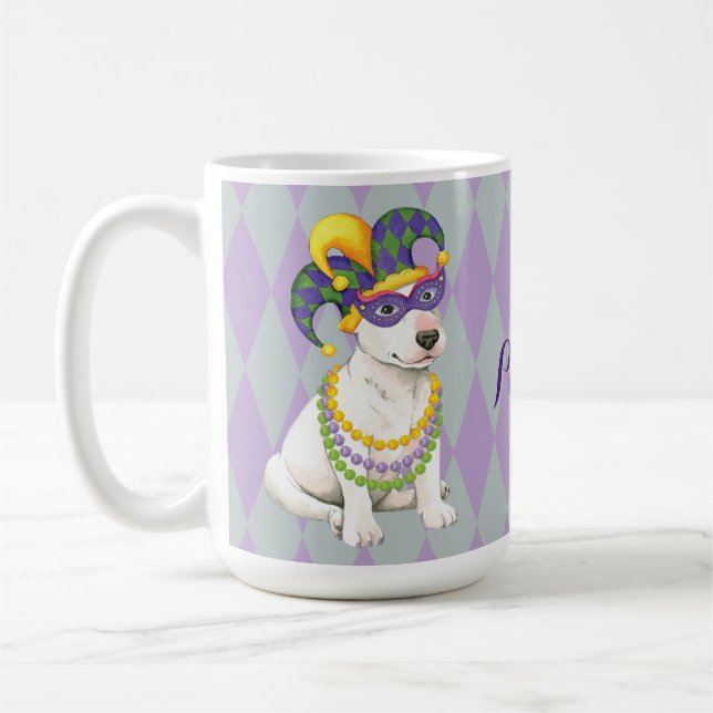 Taza De Café Mardi Gras Bull Terrier (Izquierda)