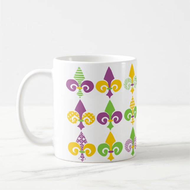 Taza De Café Mardi Gras Fleur de Lis (Izquierda)