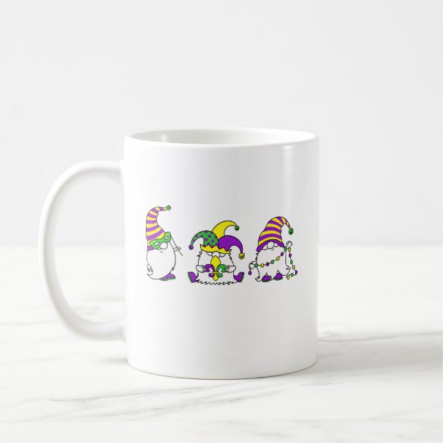 Taza De Café Mardi Gras Gnome Trio Cute Carnival (Izquierda)