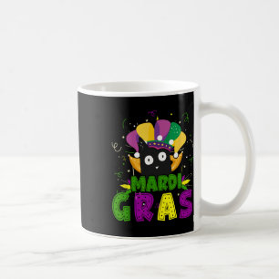 Taza De Café Mardi Gras Gracioso Gato Negro Con Gato De Payaso 