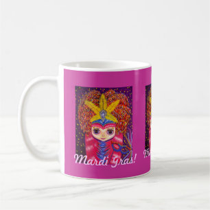 Taza De Café Mardi Gras Gran Chica de Ojos Doll Mug