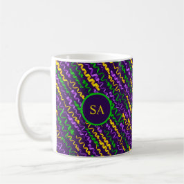 Taza De Café Mardi Gras Green Golden Purple Ribbons