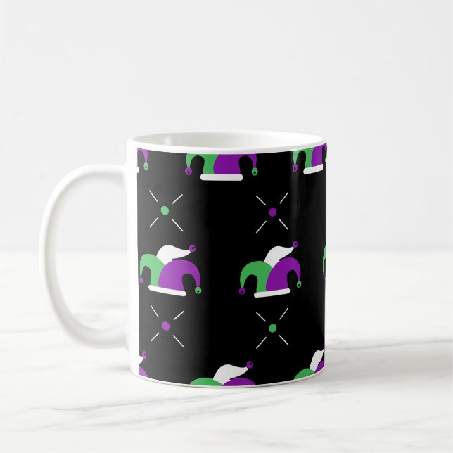 Taza De Café Mardi Gras Jester Gorra Pattern Mug (Izquierda)