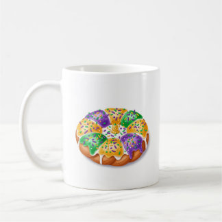 Taza De Café Mardi Gras King Cake with Plastic Baby Holiday Mug