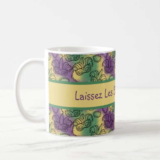 Taza De Café Mardi Gras Laissez Les Bon Temps Rouler Masks (Izquierda)