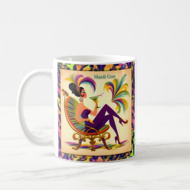 Taza De Café Mardi Gras Martini futurista de mediados de siglo (Izquierda)