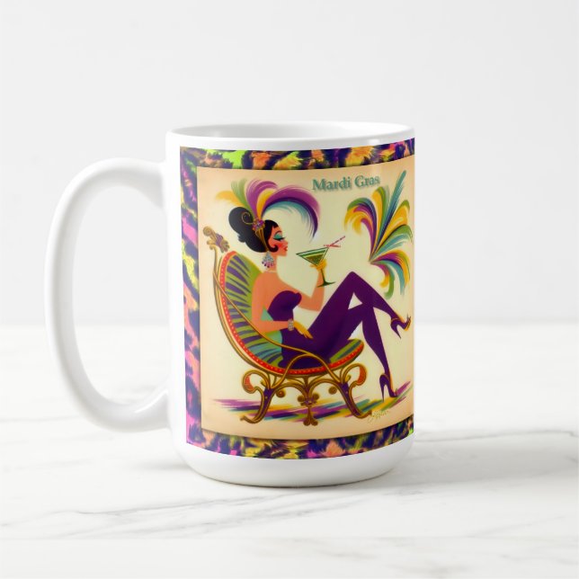 Taza De Café Mardi Gras Martini futurista de mediados de siglo (Izquierda)