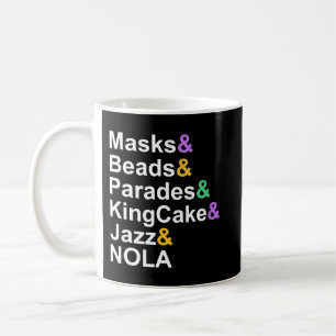 Taza De Café mardi gras máscaras perlas desfiles kingcake jazz 