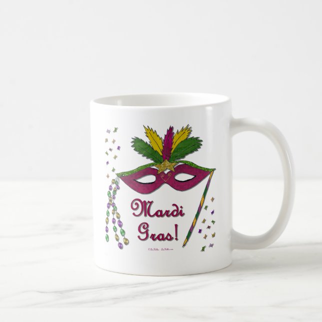 Taza De Café Mardi Gras Mask Feather Beather (Derecha)