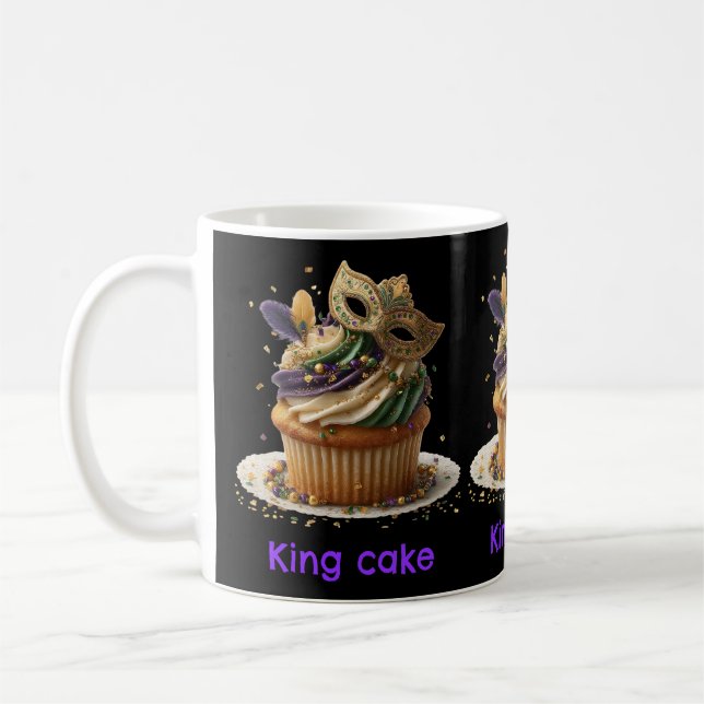 Taza De Café Mardi Gras Masked Cupcake Celebration (Izquierda)