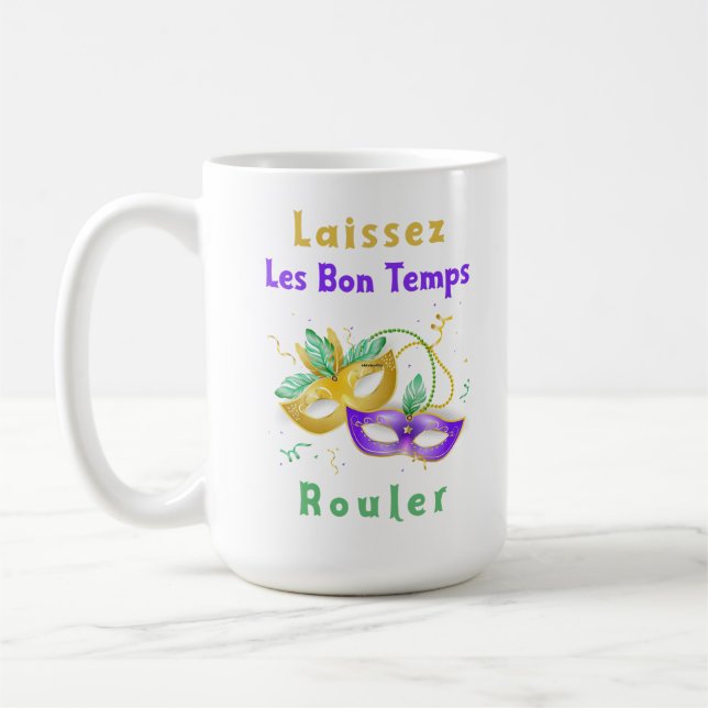 Taza De Café Mardi Gras Mug, Laissez Les Bon Temps Rouler (Izquierda)