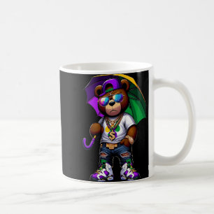 Taza De Café Mardi Gras Para Niños Teddy Bear Hip Hop Masculino