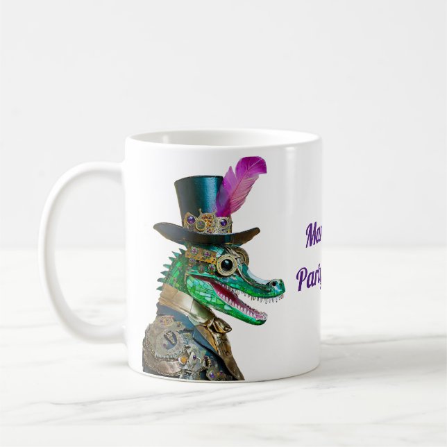 Taza De Café Mardi Gras Steampunk Fiesta Animal Alligator (Izquierda)