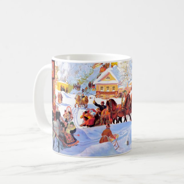 Taza De Café "Marea de choza". Regalo de Navidades de arte ruso (Anverso izquierdo)
