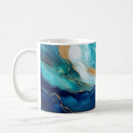Taza De Café Mareas Místicas: El Arte del Cobalto y el Teal