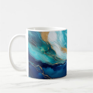 Taza De Café Mareas Místicas: El Arte del Cobalto y el Teal