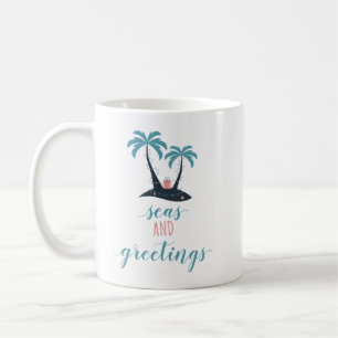 Taza De Café Mares y navidad de los saludos
