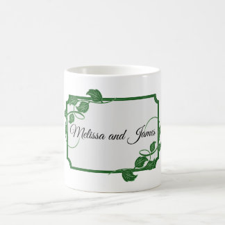 Taza De Café Marfil verde con nombres