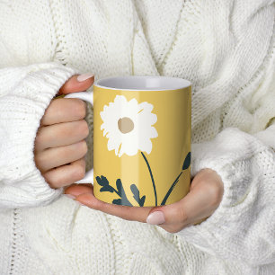 Taza De Café Margarita Amarillo-Blanco & Texto Personalizado Gr