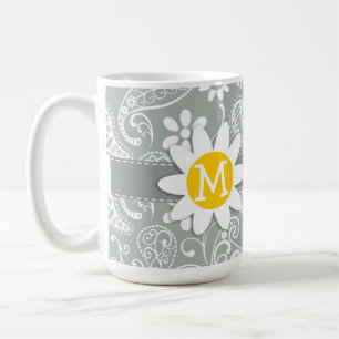 Taza De Café Margarita en gris de ceniza; Paisley gris