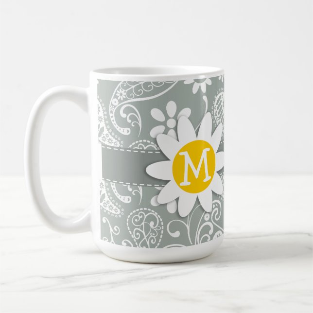 Taza De Café Margarita en gris de ceniza; Paisley gris (Izquierda)