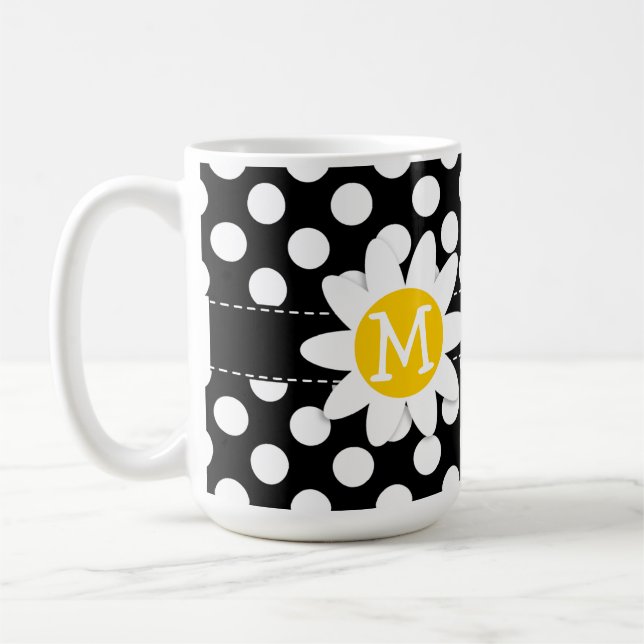 Taza De Café Margarita en lunares blancos y negros (Izquierda)