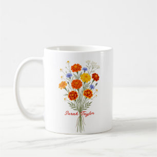 Taza De Café Margarita Personalizada Flor de Cumpleaños Persona