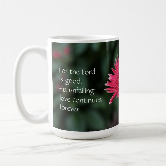 Taza De Café Margarita rosada del Gerbera con verso de la (Izquierda)