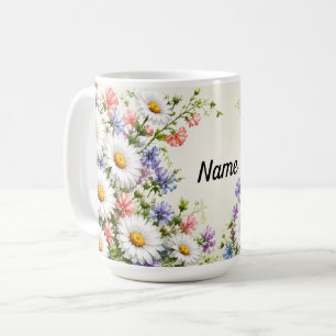 Taza De Café Margarita y Flor de Guisante Dulce Personalizadas