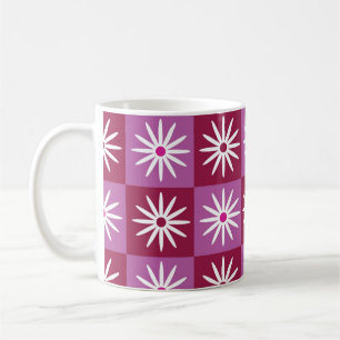 Taza De Café Margaritas Blancas a Cuadros en Tableros de Ajedre