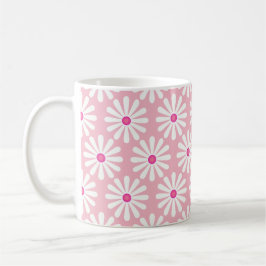 Taza De Café margaritas blancas de bonito con centros rosados e