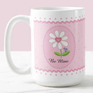 Taza De Café Margaritas Blancas Rosadas Sé Mía San Valentín