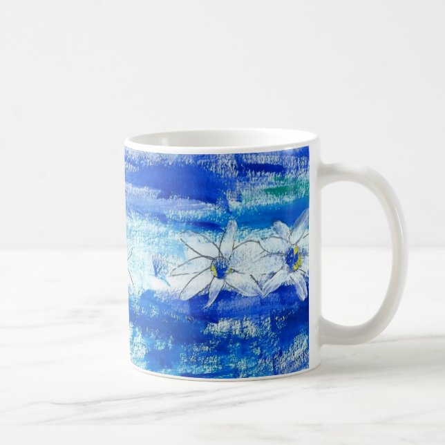 Taza De Café Margaritas en azul y blanco (Derecha)