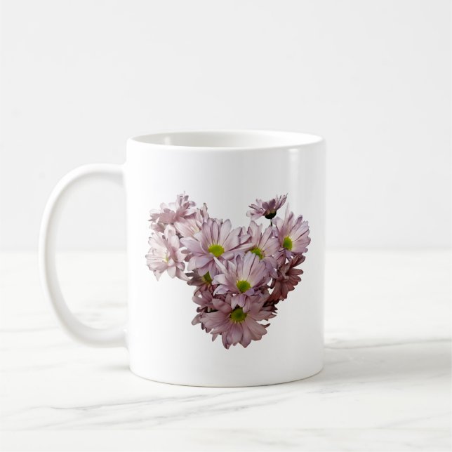 Taza De Café Margaritas Rosadas Corazón de Mum (Izquierda)