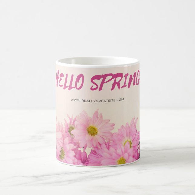 Taza de café margaritas rosadas hola primavera (Centro)