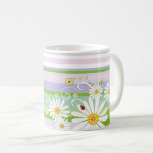 Taza De Café Margaritas y Mariposas de Pastel – Prado de Verano