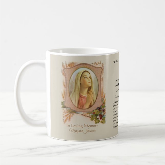 Taza De Café Maria conmemorativa fúnebre católica religiosa (Izquierda)