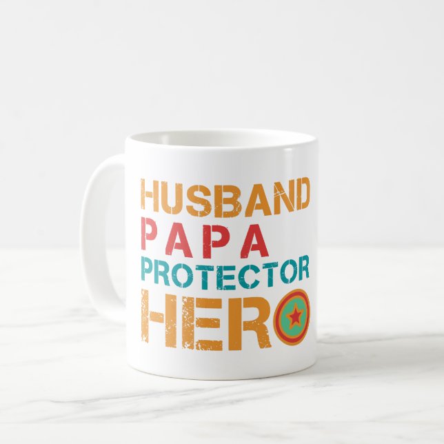 TAZA DE CAFÉ MARIDO PAPÁ PROTECTOR HÉROE (Anverso izquierdo)
