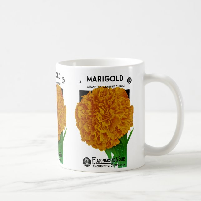 Taza De Café Marigold Vintage Seed Packet (Derecha)