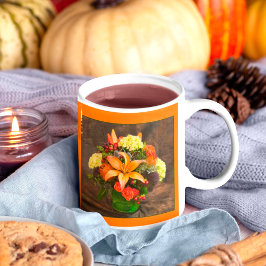 Taza De Café Marigolds, Hydrangea, Lilies Floral de otoño