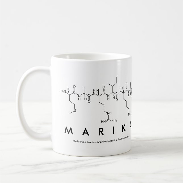Taza De Café Marika peptide name mug (Izquierda)