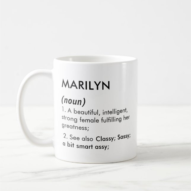 Taza De Café Marilyn name, Editable name, Custom name (Izquierda)