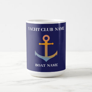 Taza De Café Marina azul Nautical Anchor club náutico marina