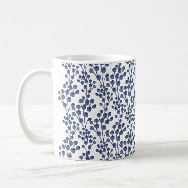 Taza De Café Marina de guerra azul botánica (Izquierda)