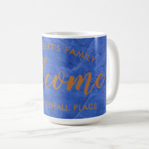 Taza De Café Marina moderna y nombre y dirección personalizados