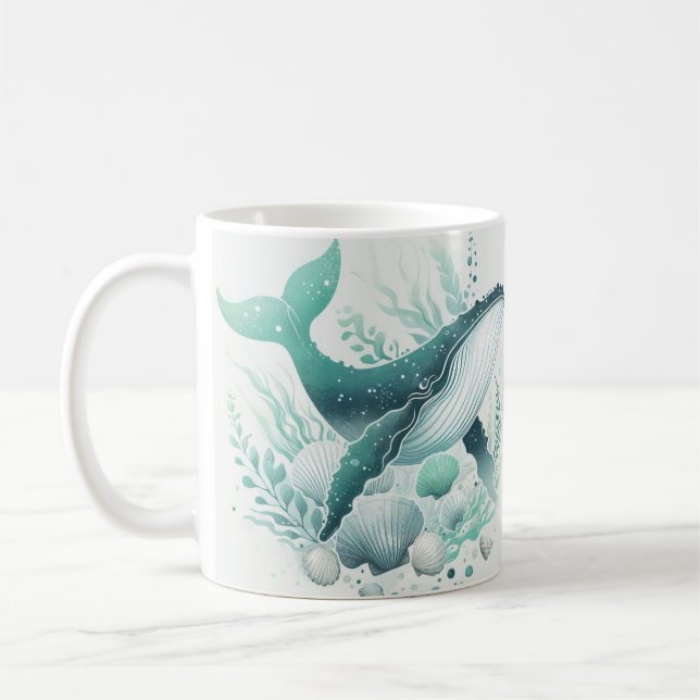 Taza De Café Marina verde azulada del Océano ballena (Izquierda)